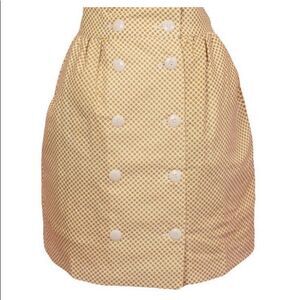 COMME TOI DOT SKIRT Sz M polka dot  Button A-Line Side Pockets linen blend